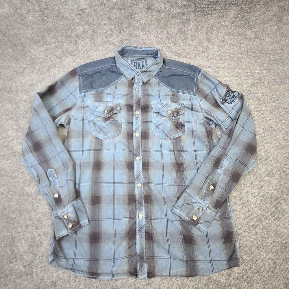 BKE Buckle Vintage Collection Mens Button Up Shirt Medium Long Sleeve Plaid